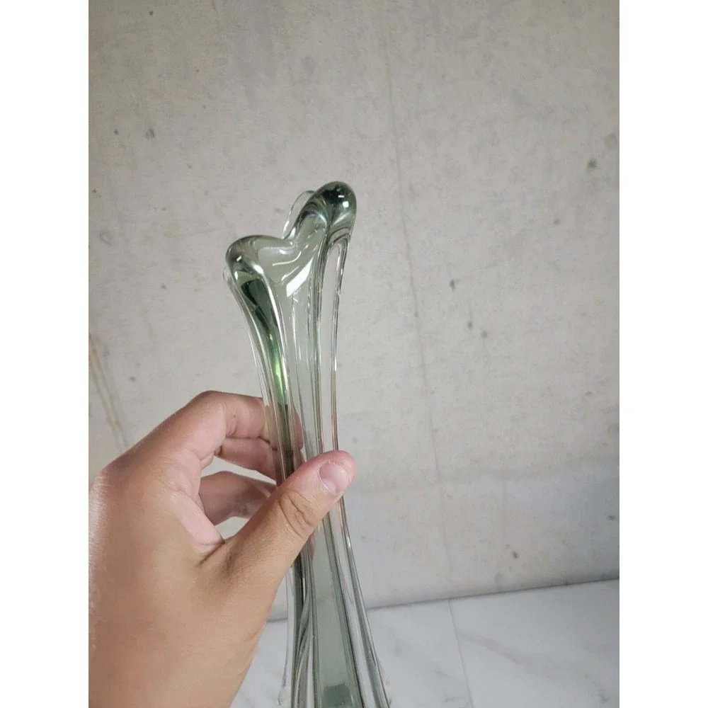 12 1/2 Inch‎ Smokey Clear Black Stretch  Glass Bud Vase